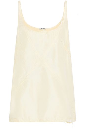 MIU MIU Distressed silk-taffeta top
