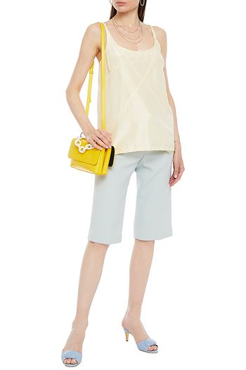 MIU MIU Distressed silk-taffeta top