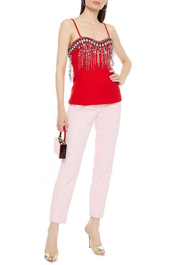 MIU MIU Embellished wool-crepe top
