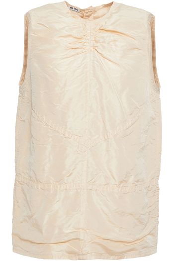 MIU MIU Ruched crinkled silk-faille top