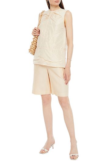 MIU MIU Ruched crinkled silk-faille top