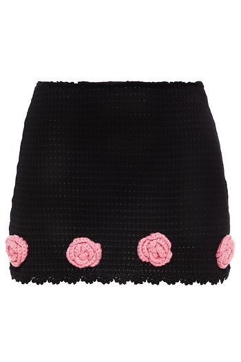 MIU MIU Floral-appliquéd crocheted cotton mini skirt