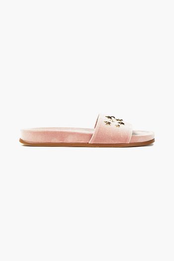AQUAZZURA Cosmic Pantoletten aus Samt mit Verzierung