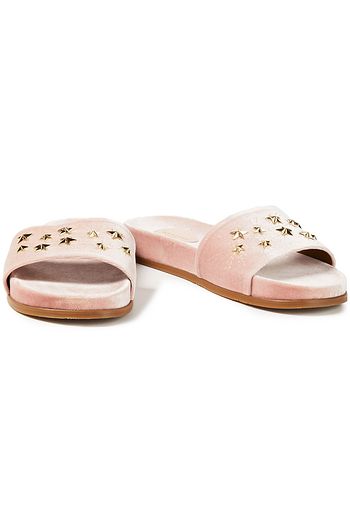 AQUAZZURA Cosmic Pantoletten aus Samt mit Verzierung