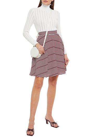 MIU MIU Printed stretch-crepe mini skirt