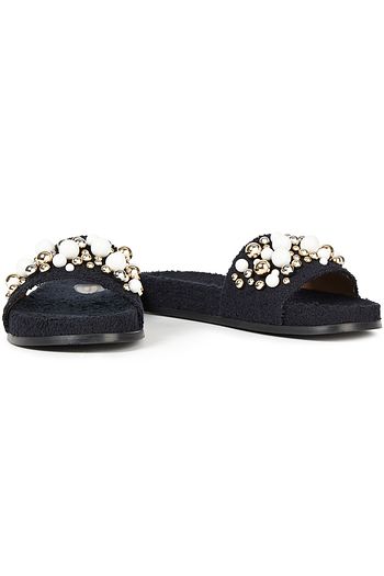 AQUAZZURA Bon Bon Pantoletten aus Frottee mit Verzierung