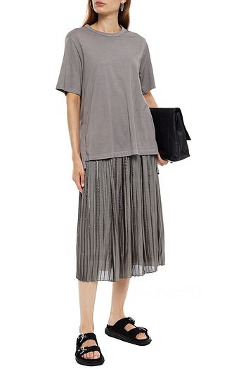 CLU Asymmetric pleated cotton-jersey T-shirt