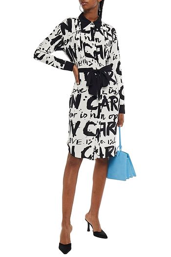 DIANE VON FURSTENBERG Bedrucktes Kleid aus Crêpe de Chine aus Seide mit Biesen und Gürtel