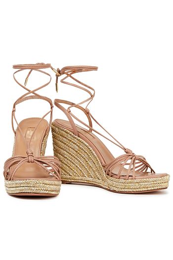 AQUAZZURA Whisper 85 Espadrille-Wedges aus Leder