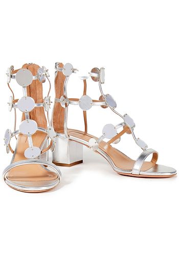 AQUAZZURA Sandalen aus Metallic-Leder mit Verzierung