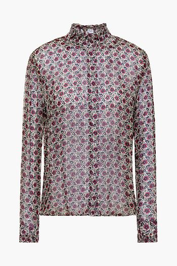 CLAUDIE PIERLOT Ruffle-trimmed floral-print georgette blouse