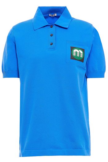 MIU MIU Logo-appliquéd stretch-knit polo shirt