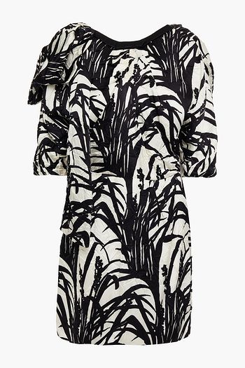 MIU MIU Ruched printed crinkled-satin mini dress