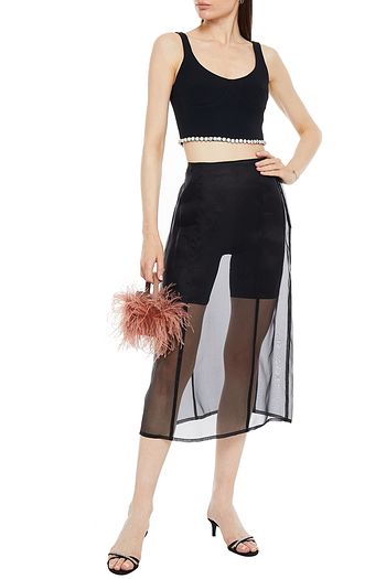 MIU MIU Silk-organza midi skirt