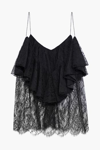 ALEXANDRE VAUTHIER Open-back ruffled Chantilly lace camisole