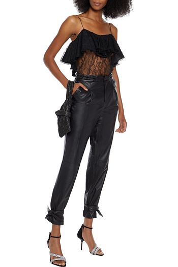 ALEXANDRE VAUTHIER Open-back ruffled Chantilly lace camisole