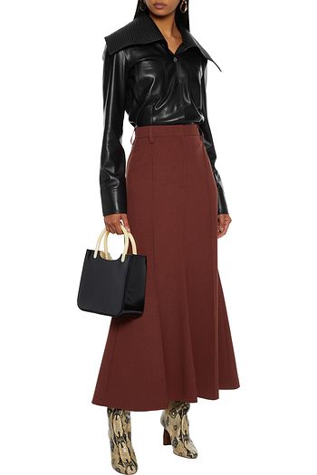 NANUSHKA Macie fluted houndstooth cady maxi skirt