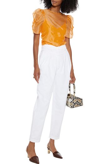 CAMI NYC Louisa ruched silk-organza thong bodysuit