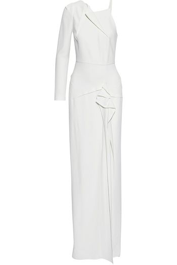 ROLAND MOURET Delamere asymmetric ruffle-trimmed crepe gown