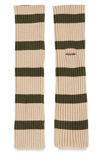 MM6 MAISON MARGIELA Striped ribbed-knit fingerless gloves