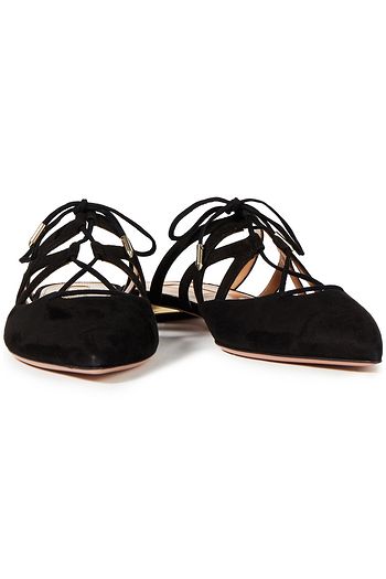 AQUAZZURA Belgravia cutout suede slippers