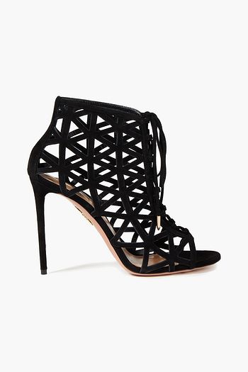 AQUAZZURA Graphiste 105 Sandalen aus lasergeschnittenem Veloursleder