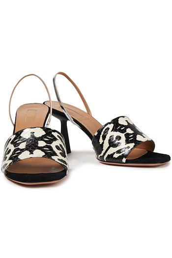 AQUAZZURA Leigh 75 Slingback-Sandalen aus Elapheleder, Leder und Veloursleder