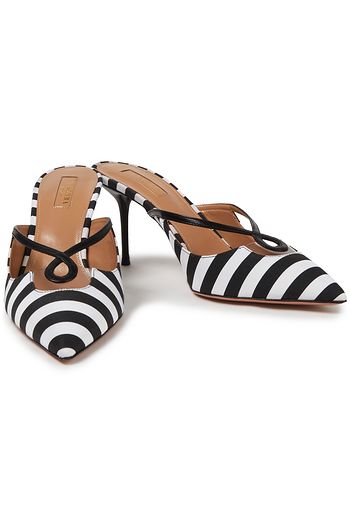 AQUAZZURA Villa gestreifte Mules aus Faille mit PVC-Besatz