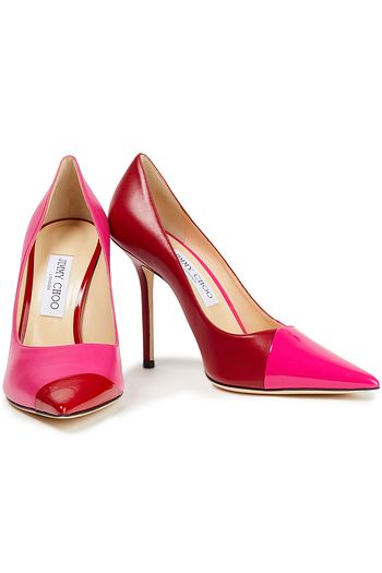 JIMMY CHOO Love 100 two-tone smooth and patent-leather pumps