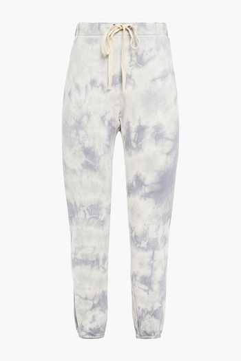ENZA COSTA Cropped tie-dyed French cotton-blend terry track pants