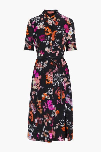 ALTUZARRA Belted floral-print silk-crepe shirt dress