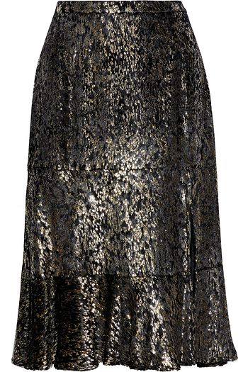 ALTUZARRA Clementine metallic devoré-velvet midi skirt