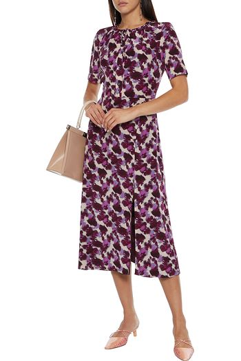 ALTUZARRA Printed silk-crepe midi dress