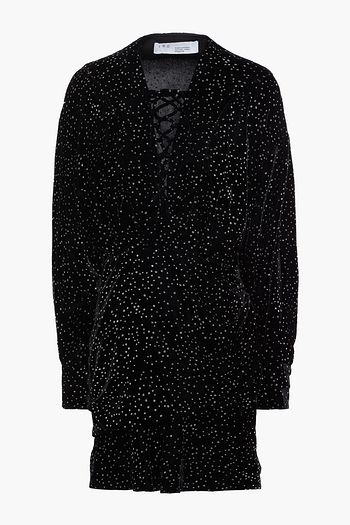 IRO Rubia Minikleid aus Samt mit Glitter-Finish und Schnürung