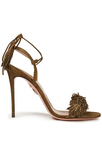 AQUAZZURA Wild Thing 105 Sandalen aus Veloursleder mit Fransen