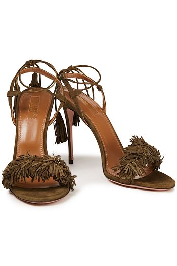 AQUAZZURA Wild Thing 105 Sandalen aus Veloursleder mit Fransen