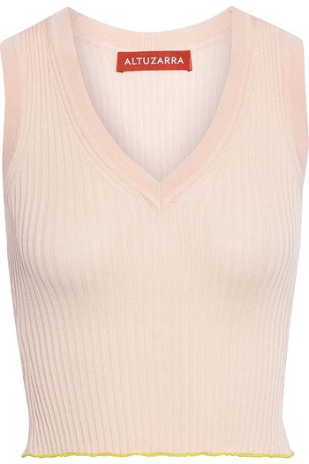 ALTUZARRA Parrish cropped ribbed silk and cotton-blend top