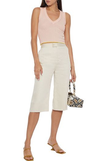 ALTUZARRA Parrish cropped ribbed silk and cotton-blend top