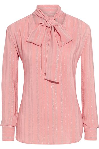 ALTUZARRA Visage pussy-bow metallic silk-blend jacquard blouse