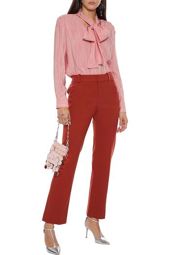 ALTUZARRA Visage pussy-bow metallic silk-blend jacquard blouse