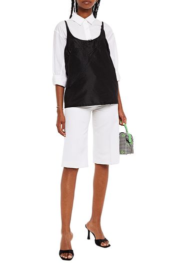 MIU MIU Distressed silk-taffeta top
