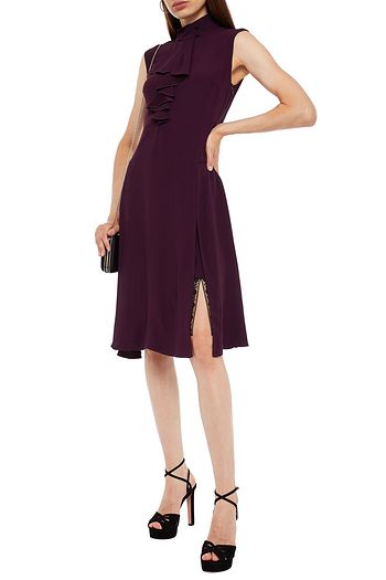 PRADA Mehrlagiges Kleid aus Crêpe mit Rüschen und Spitzenbesatz