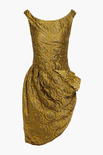 MIU MIU Draped ruched jacquard mini dress