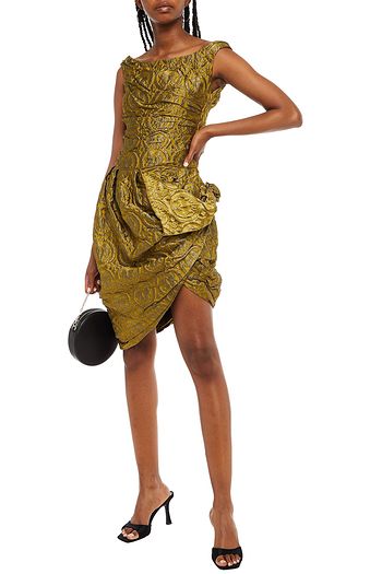 MIU MIU Draped ruched jacquard mini dress