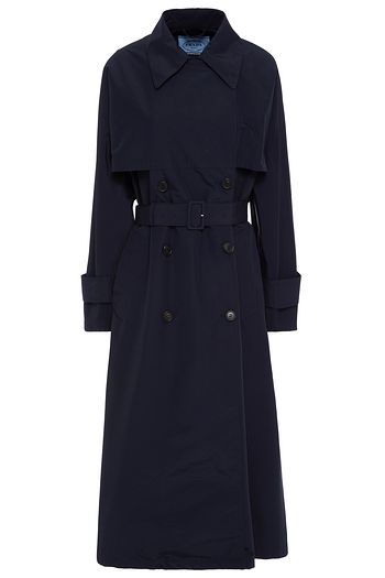 PRADA Leather-trimmed cotton-blend sateen trench coat