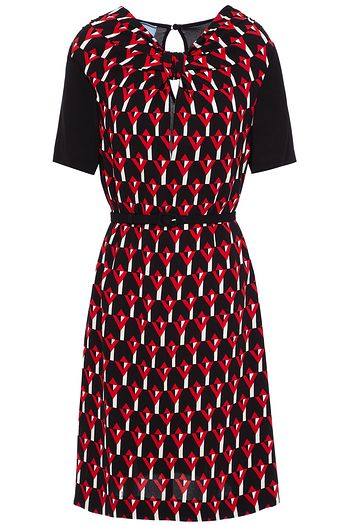 PRADA Bedrucktes Kleid aus Crêpe mit Knotendetail und Cut-outs