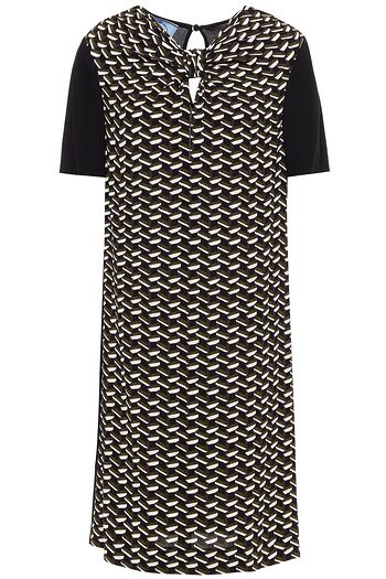 PRADA Cutout knotted printed crepe dress