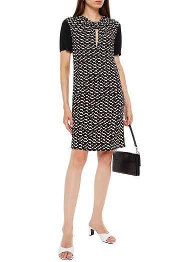 PRADA Cutout knotted printed crepe dress