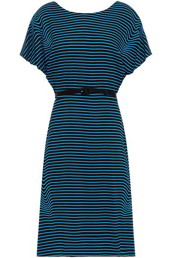 PRADA Belted striped crepe dress