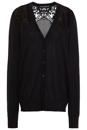 DOLCE & GABBANA Cardigan mit Einsätzen aus Organza und einer Seidenmischung mit Stickereien